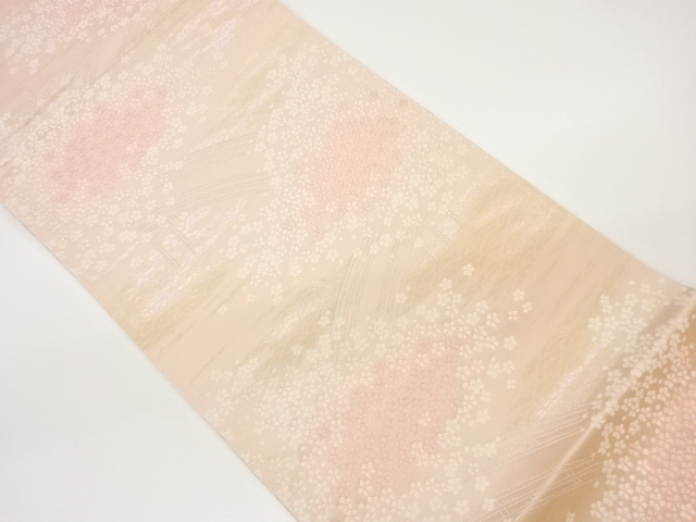 JAPANESE KIMONO / VINTAGE FUKURO OBI / WOVEN SAKURA & WAVE